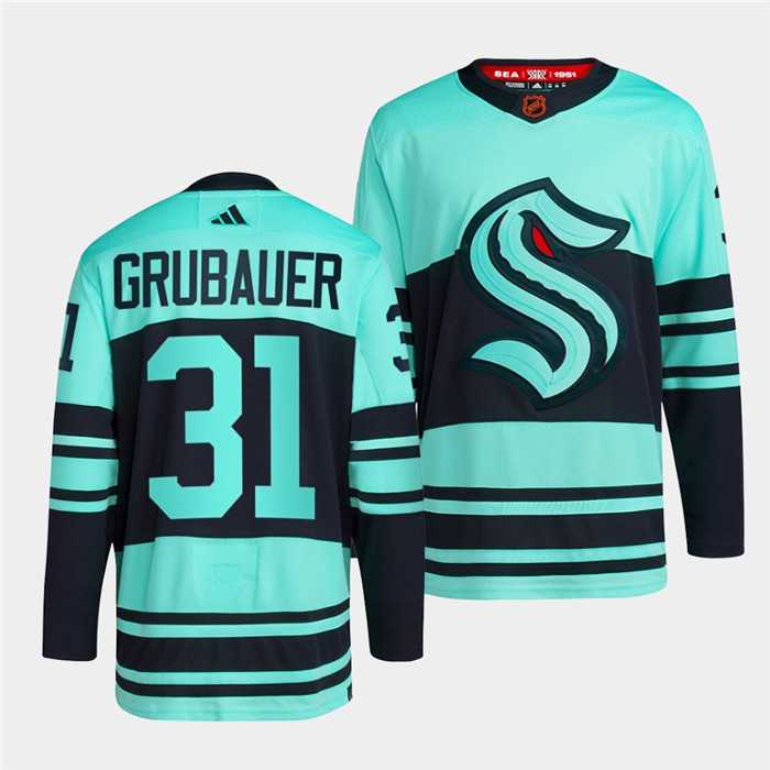 Mens Seattle Kraken #31 Philipp Grubauer Ice Blue 2022-23 Reverse Retro Stitched Jersey Dzhi->seattle kraken->NHL Jersey